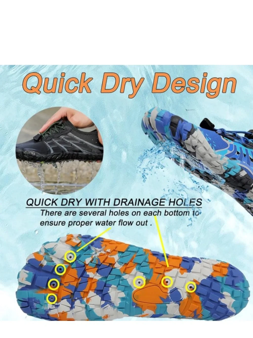 Kids Water Shoes in White, Blue & Orange Size 6/37